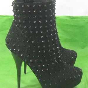 Black Spikes 5.5"High Heel 1.5"platform Ankle Boot women Size 5.5